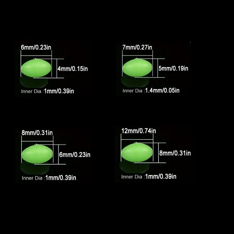 100pcs/lot Oval Night Luminous - đánh giá và giá Fishing Quest