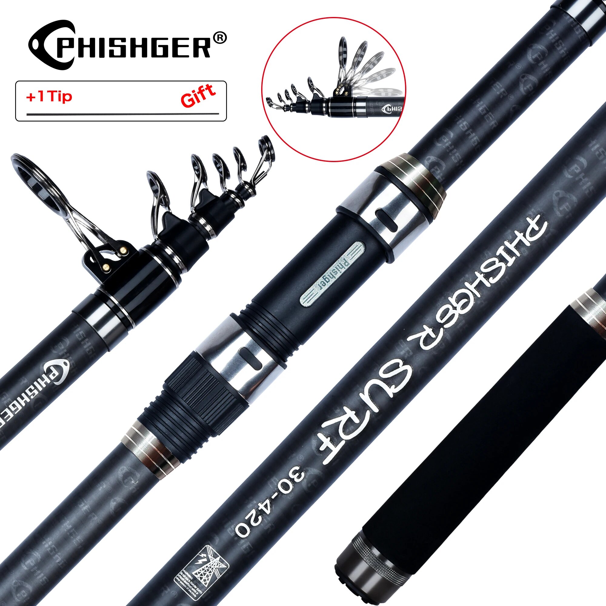 PHISHGER Telescopic Surf Spinn - đánh giá và giá Surf Fishing Equipment